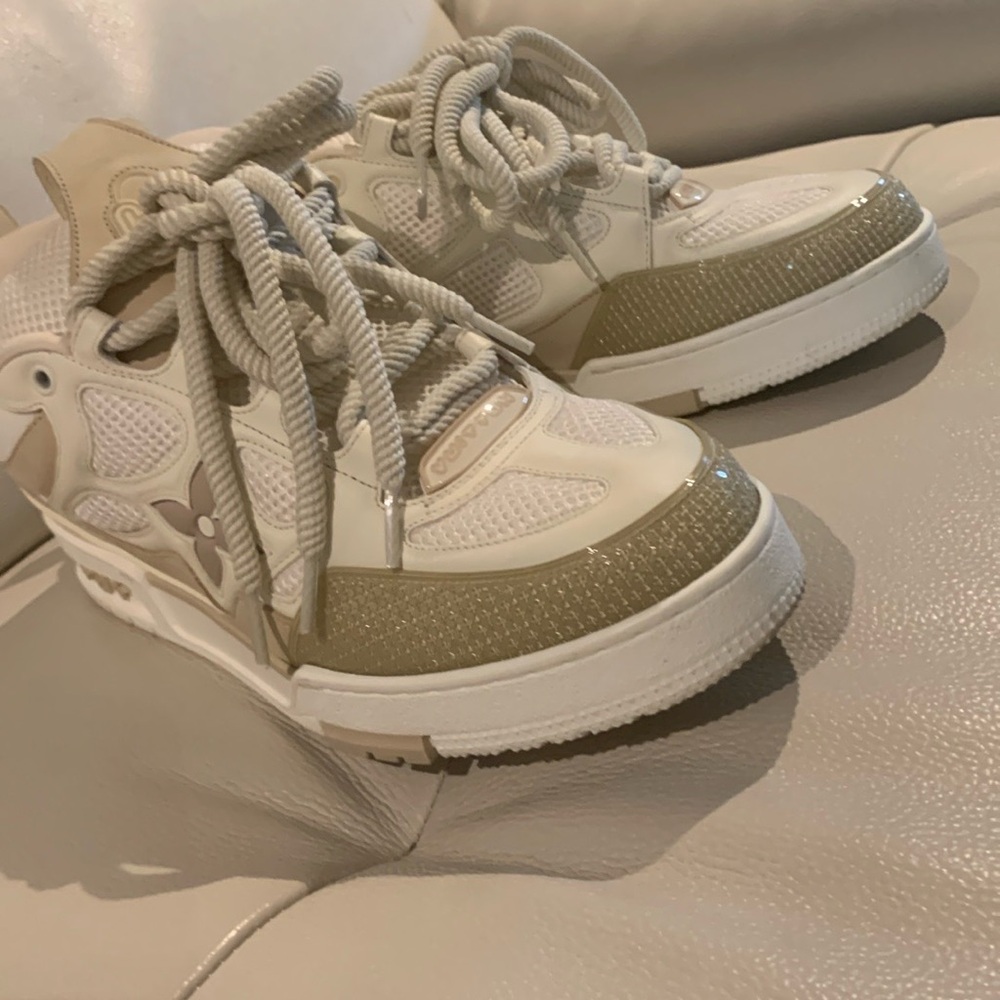 Louis Vuitton Tan and White Chunky Sneakers